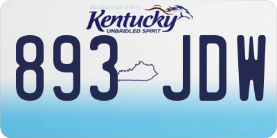 KY license plate 893JDW