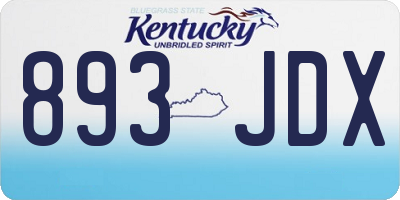 KY license plate 893JDX