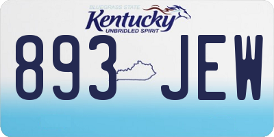 KY license plate 893JEW