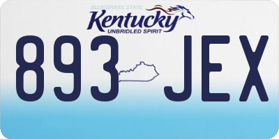 KY license plate 893JEX