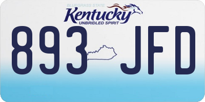 KY license plate 893JFD