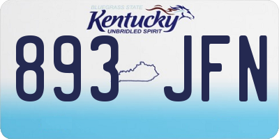 KY license plate 893JFN