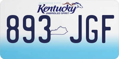 KY license plate 893JGF