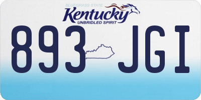 KY license plate 893JGI