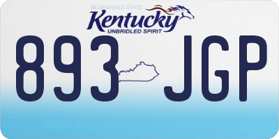 KY license plate 893JGP