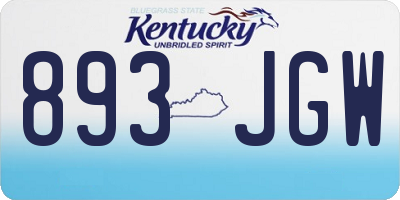 KY license plate 893JGW