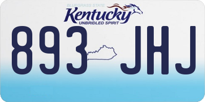 KY license plate 893JHJ