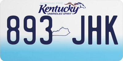 KY license plate 893JHK