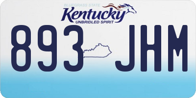 KY license plate 893JHM