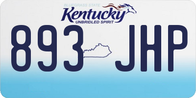 KY license plate 893JHP