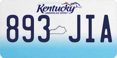 KY license plate 893JIA