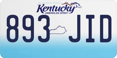KY license plate 893JID