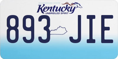 KY license plate 893JIE
