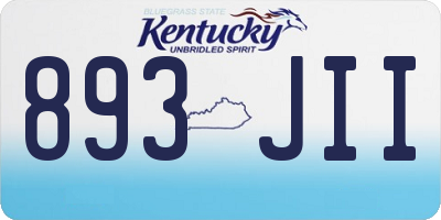 KY license plate 893JII