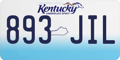 KY license plate 893JIL