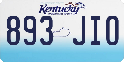 KY license plate 893JIO