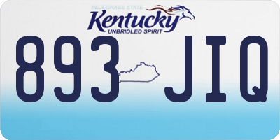 KY license plate 893JIQ