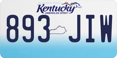 KY license plate 893JIW