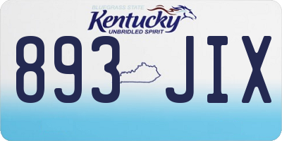 KY license plate 893JIX