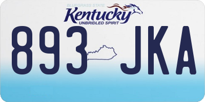 KY license plate 893JKA