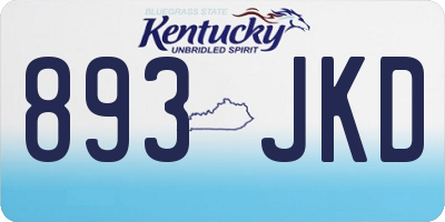 KY license plate 893JKD