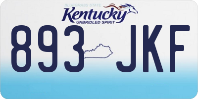 KY license plate 893JKF