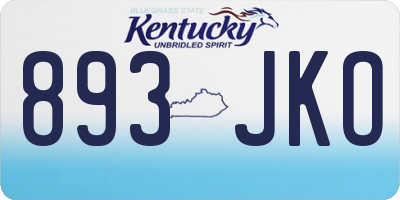 KY license plate 893JKO