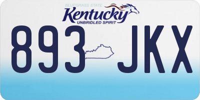 KY license plate 893JKX