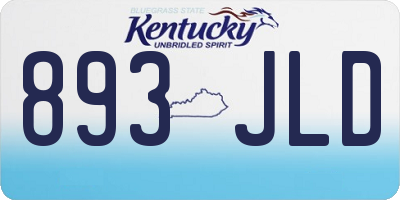 KY license plate 893JLD