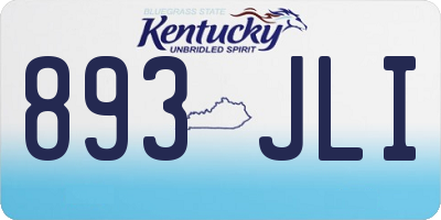 KY license plate 893JLI