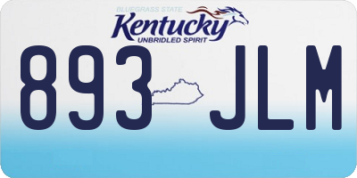KY license plate 893JLM