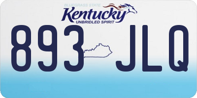 KY license plate 893JLQ