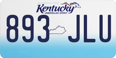 KY license plate 893JLU