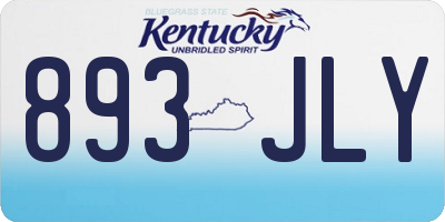 KY license plate 893JLY