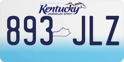 KY license plate 893JLZ