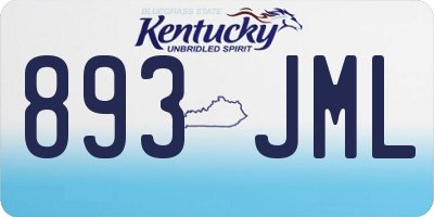 KY license plate 893JML