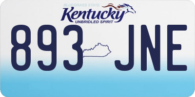 KY license plate 893JNE