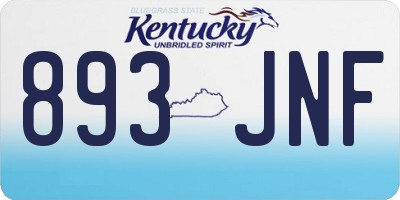 KY license plate 893JNF