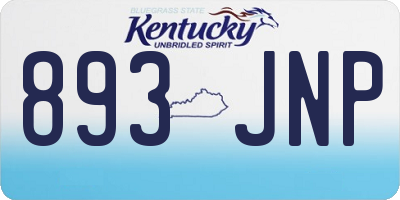 KY license plate 893JNP
