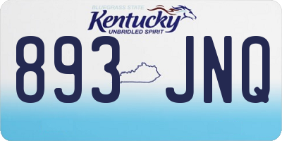 KY license plate 893JNQ