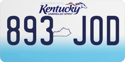 KY license plate 893JOD