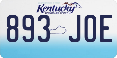 KY license plate 893JOE