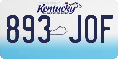 KY license plate 893JOF