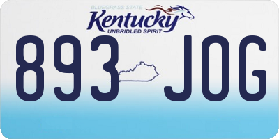 KY license plate 893JOG