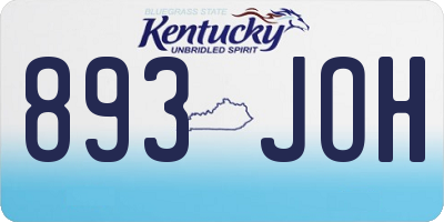 KY license plate 893JOH