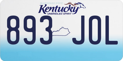 KY license plate 893JOL