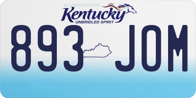 KY license plate 893JOM