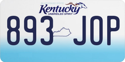 KY license plate 893JOP