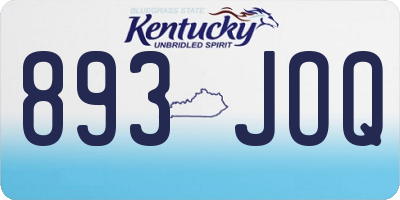 KY license plate 893JOQ