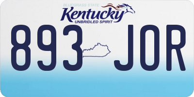 KY license plate 893JOR